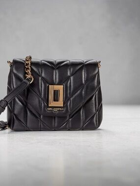 Karl Lagerfeld Lafayette  Crossbody Shoulder Black  with Gold-Tone Chain